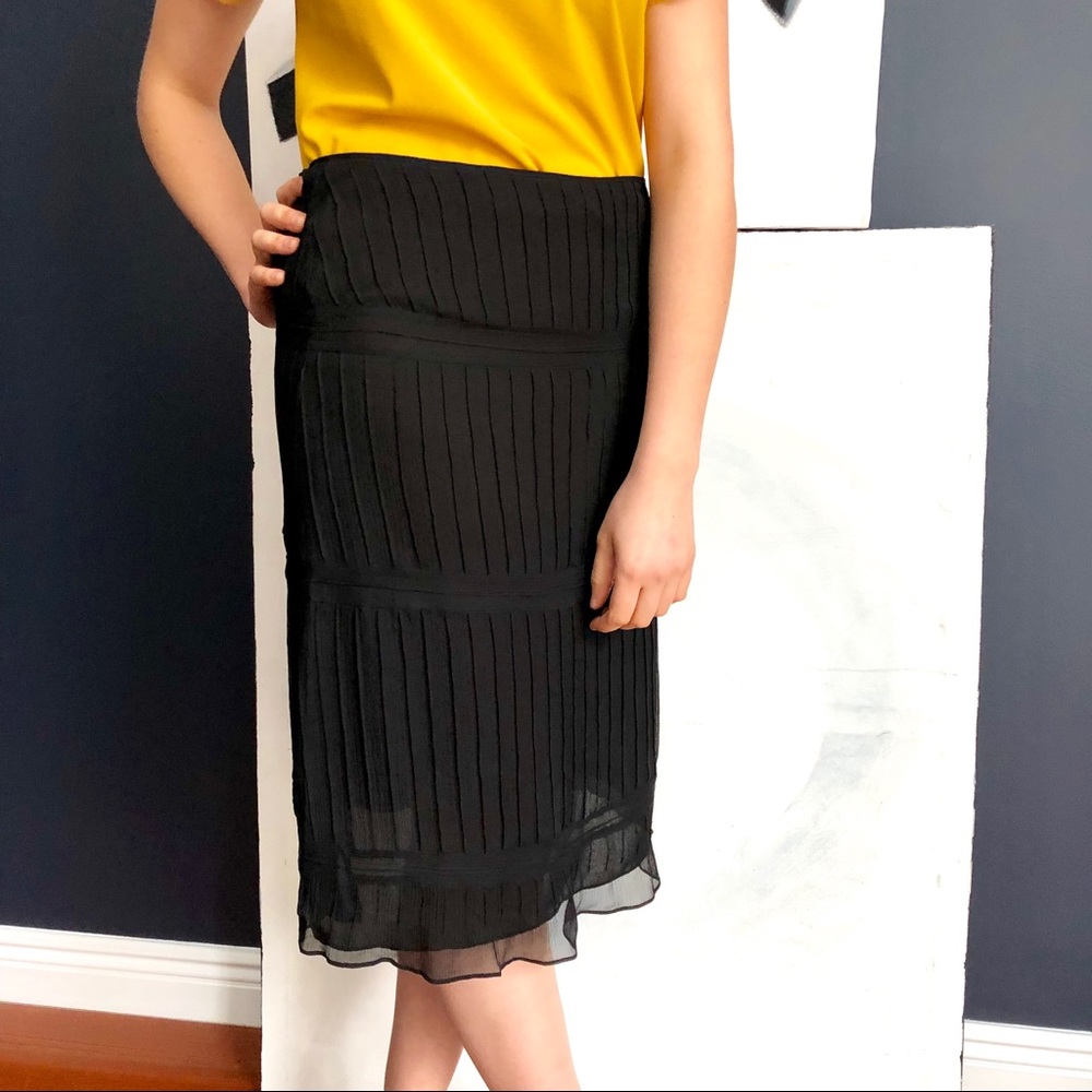 Alfani Black 100% Silk Midi Skirt